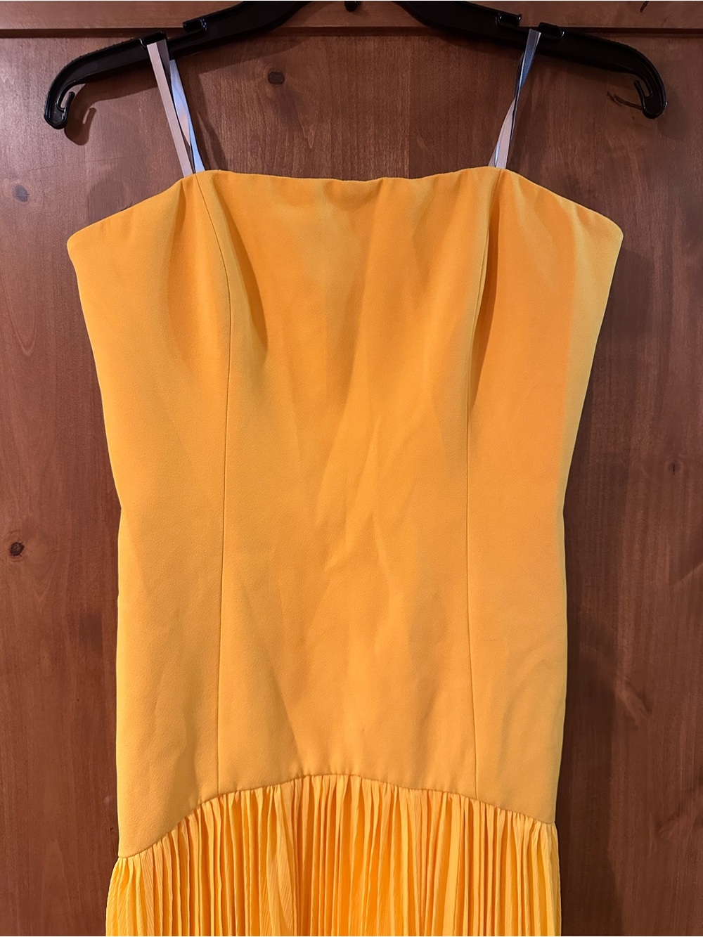 Monique Lhuillier Sunny Yellow Drop-Waist Strapless Pleated Maxi Dress - Picture 3 of 5